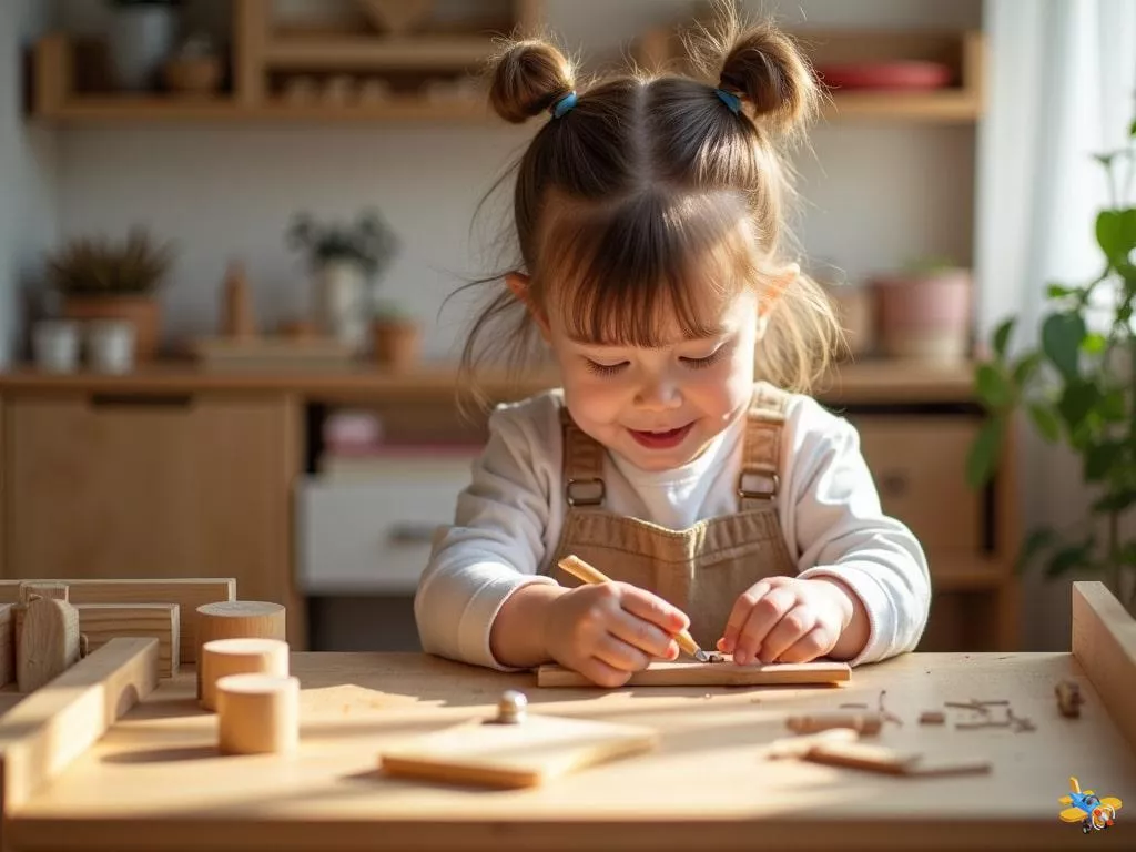 Banc de bricolage Montessori en bois : favoriser l'autonomie