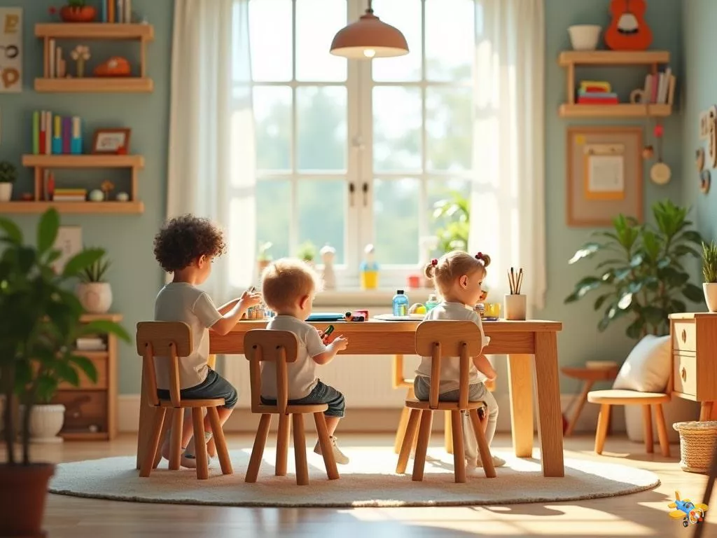 Table pour enfant en bois naturel : jouer et apprendre